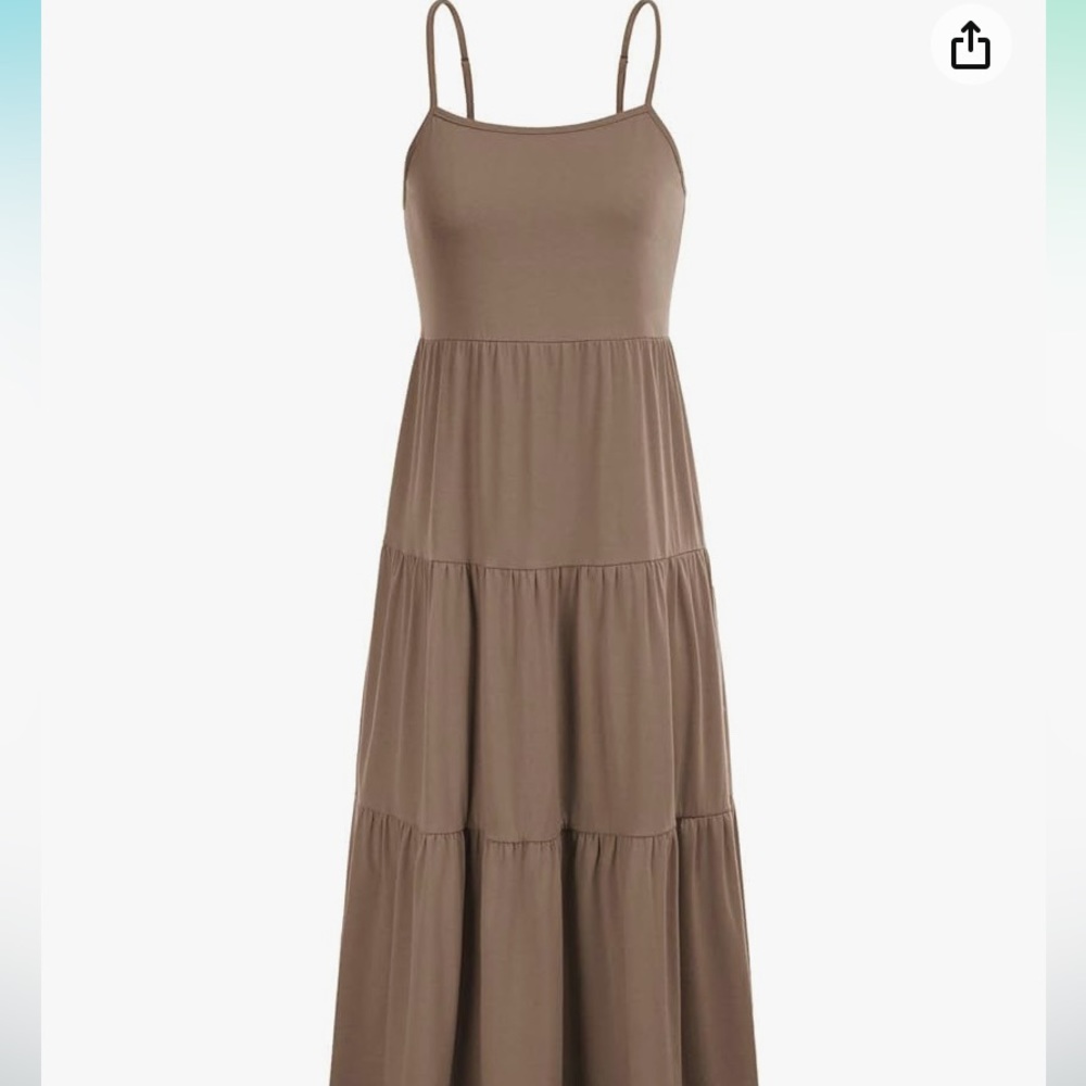 AMAZON BROWN TIERED MIDI DRESS
